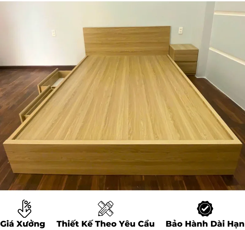 Giường ngủ gỗ công nghiệp mdf có ngăn kéo và hộc đựng đồ, thiết kế hiện đại, theo yêu cầu, nội thất GOGU tại TP. HCM, hình 25