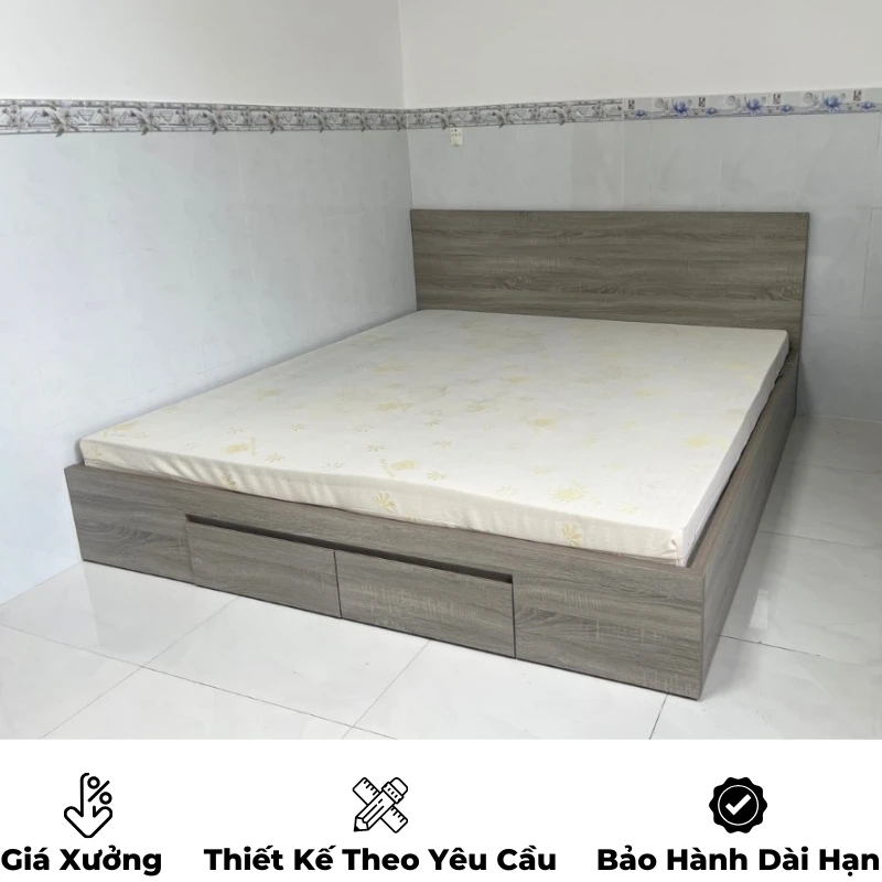 Giường ngủ gỗ công nghiệp mdf có ngăn kéo và hộc đựng đồ, thiết kế hiện đại, theo yêu cầu, nội thất GOGU tại TP. HCM, hình 26