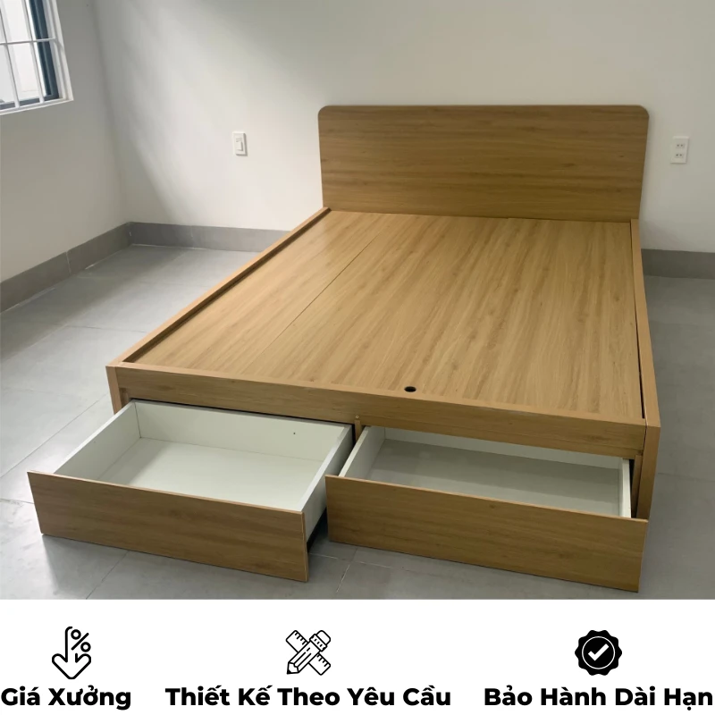 Giường ngủ gỗ công nghiệp mdf có ngăn kéo và hộc đựng đồ, thiết kế hiện đại, theo yêu cầu, nội thất GOGU tại TP. HCM, hình 29