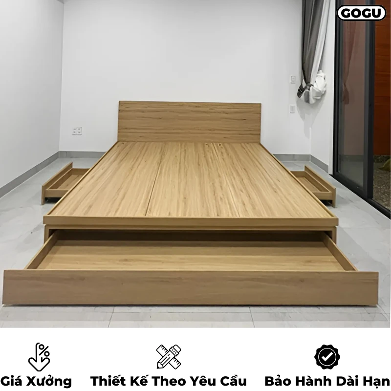 Giường ngủ gỗ công nghiệp mdf, có nhiều ngăn kéo và hộc đựng đồ siêu tiện lợi, thiết kế thông minh, sản xuất theo yêu cầu, nội thất GOGO tại TP. HCM, hình 31