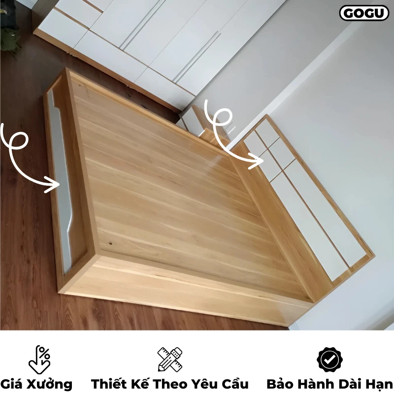 Giường ngủ gỗ công nghiệp mdf, có họa tiết trang trí, thiết kế hiện đại, theo yêu cầu, nội thất GOGU TP.HCM, hình 6
