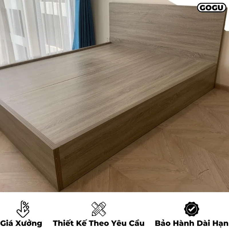 Giường ngủ gỗ công nghiệp mdf, không ngăn kéo, thiết kế tối giản hiện đại theo yêu cầu, nội thất GOGU TP. HCM, hình 13