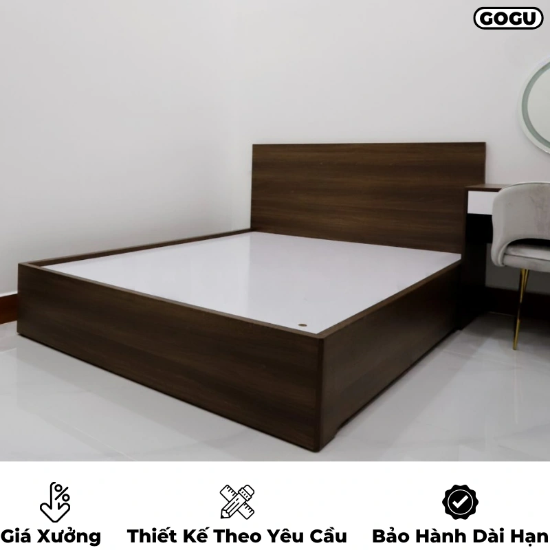 Giường ngủ gỗ công nghiệp mdf, không ngăn kéo, thiết kế tối giản hiện đại theo yêu cầu, nội thất GOGU TP. HCM, hình 14