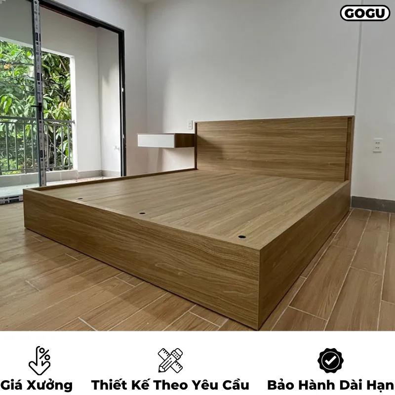 Giường ngủ gỗ công nghiệp mdf, không ngăn kéo, thiết kế tối giản hiện đại theo yêu cầu, nội thất GOGU TP. HCM, hình 15