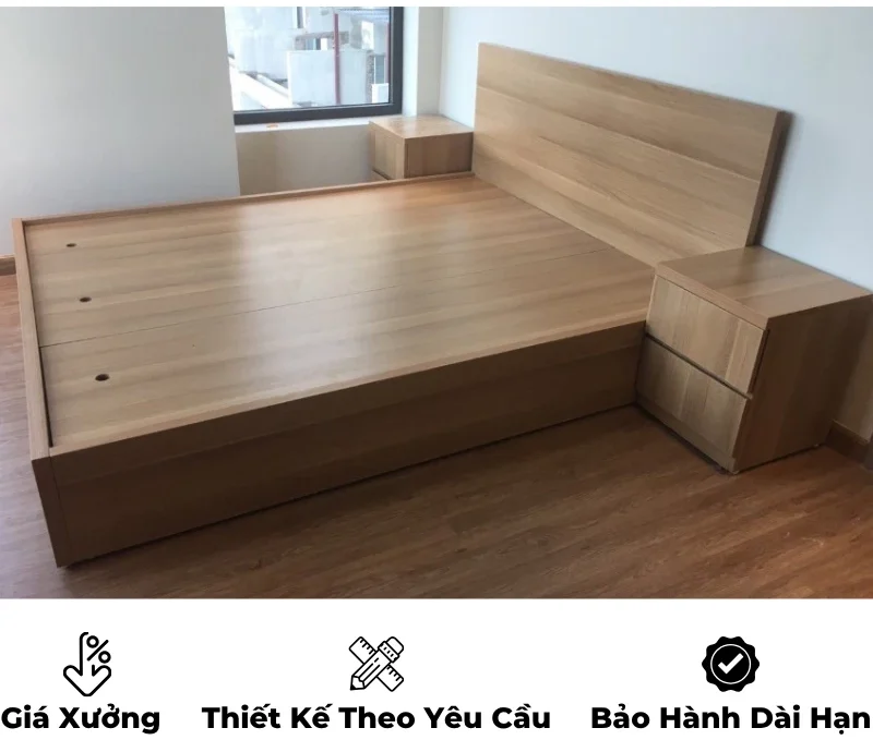 Giường ngủ gỗ công nghiệp mdf, không ngăn kéo, thiết kế tối giản hiện đại theo yêu cầu, nội thất GOGU TP. HCM, hình 17