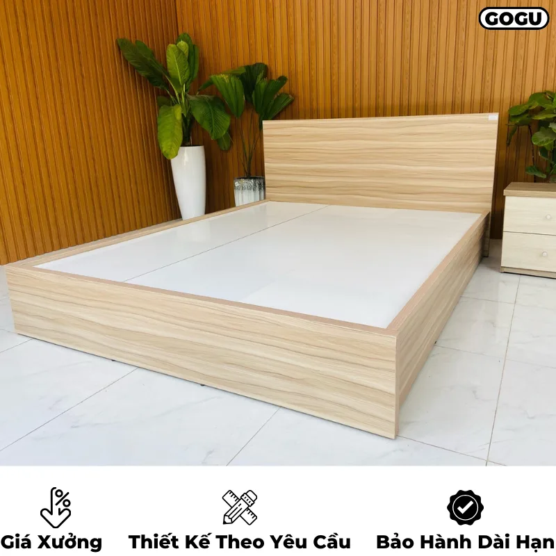 Giường ngủ gỗ công nghiệp mdf, không ngăn kéo, thiết kế tối giản hiện đại theo yêu cầu, nội thất GOGU TP. HCM, hình 18