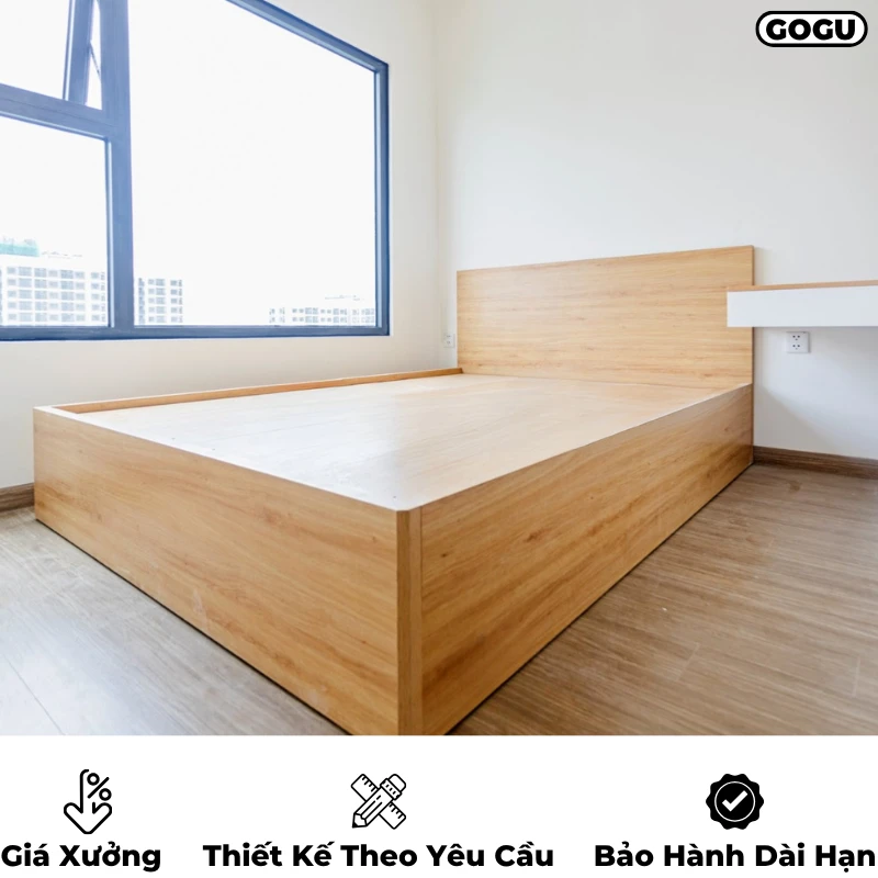 Giường ngủ gỗ công nghiệp mdf, không ngăn kéo, thiết kế tối giản hiện đại theo yêu cầu, nội thất GOGU TP. HCM, hình 20