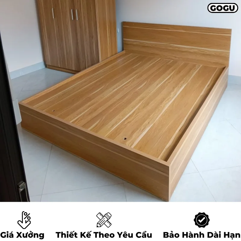 Giường ngủ gỗ công nghiệp mdf, không ngăn kéo, thiết kế tối giản hiện đại theo yêu cầu, nội thất GOGU TP. HCM, hình 23