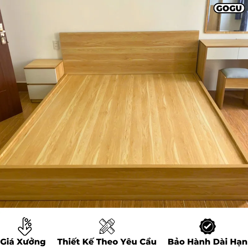 Giường ngủ gỗ công nghiệp mdf, không ngăn kéo, thiết kế tối giản hiện đại theo yêu cầu, nội thất GOGU TP. HCM, hình 27