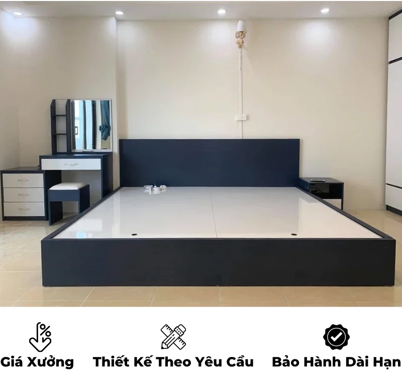 Giường ngủ gỗ công nghiệp mdf, không ngăn kéo, thiết kế tối giản hiện đại theo yêu cầu, nội thất GOGU TP. HCM, hình 32