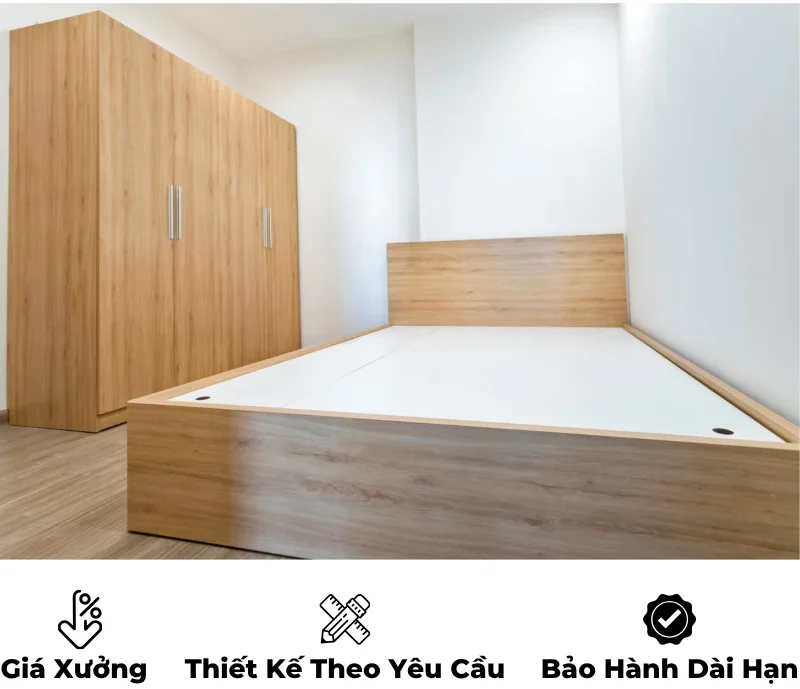 Giường ngủ gỗ công nghiệp mdf, không ngăn kéo, thiết kế tối giản hiện đại theo yêu cầu, nội thất GOGU TP. HCM, hình 33