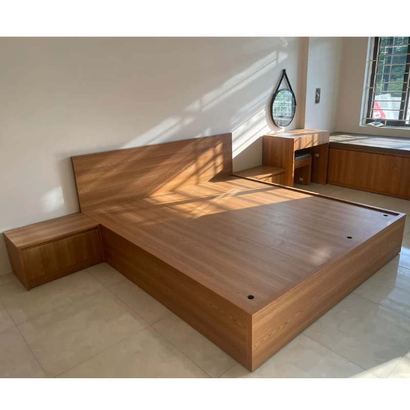Giường ngủ gỗ công nghiệp mdf, thiết kế hiện đại, không ngăn kéo, mã sản phẩm GKH02, nội thất GOGU tại TP. HCM